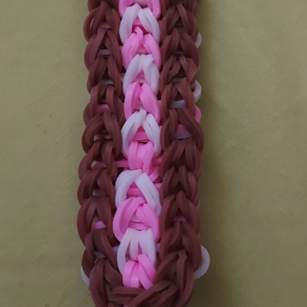 Pink and Brown Braided Keychain